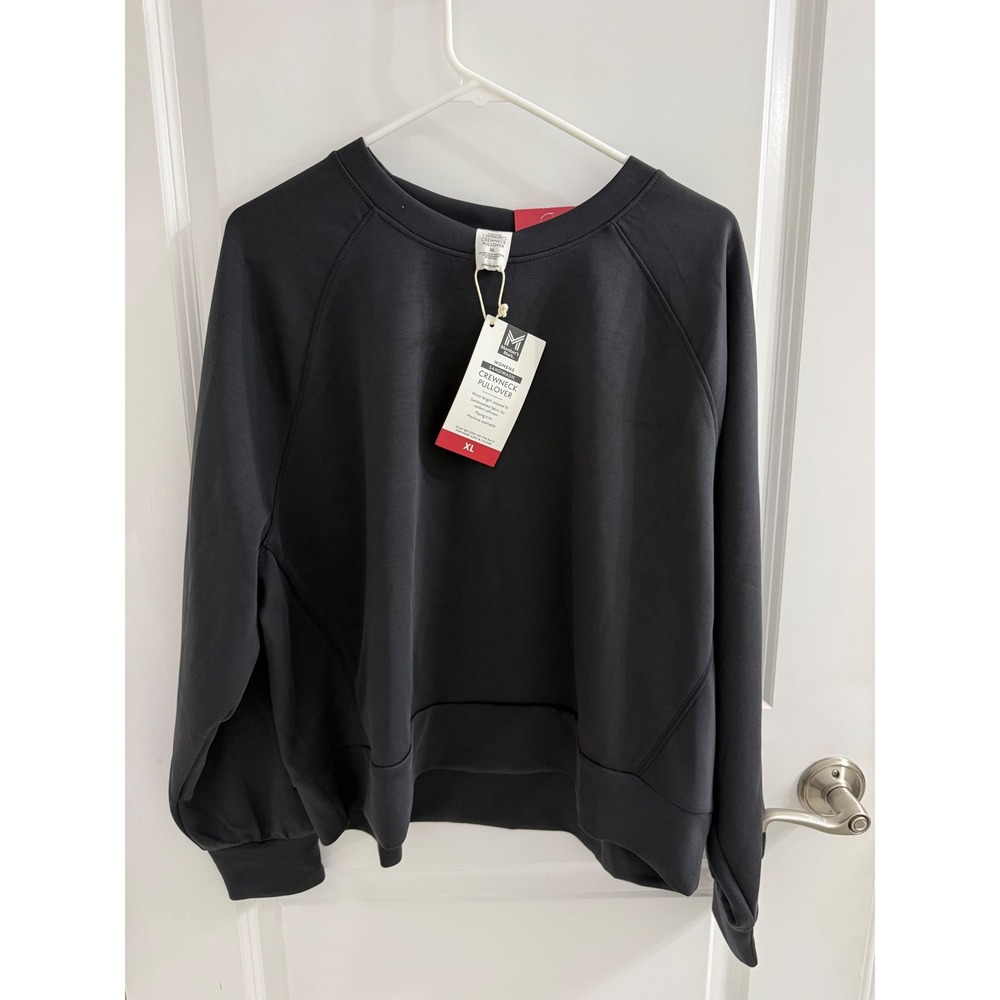 Members Mark Womens Sandwash Crewneck Pullover XL Black Relaxed Fit Sweatshirt